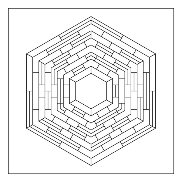 Yetişkinler için kolay renklendirme sayfaları. Geometrik soyut mandalın renklendirme sayfası. Altıgen şeklinde basit mandala. EPS 8. 777 numara.