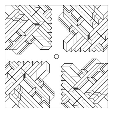 Geometrik soyutlamanın renklendirme sayfası. EPS 8. 788 numara.