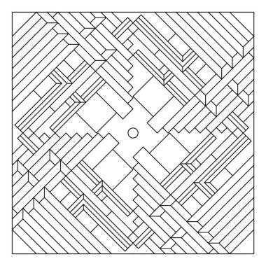 Yetişkinler için kolay renklendirme sayfaları. Geometrik soyut fayans deseninin renklendirme sayfası. EPS 8. 785 numara.