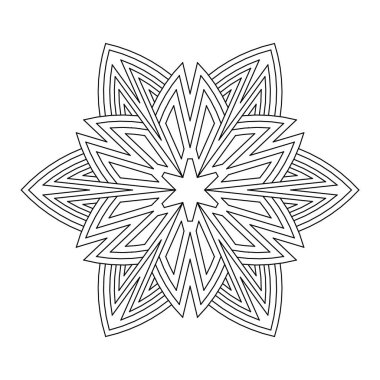 Yetişkinler için kolay renklendirme sayfaları. Geometrik soyut mandala boyama sayfası. 6 kat basit mandala.EPS 8. 802 numara.