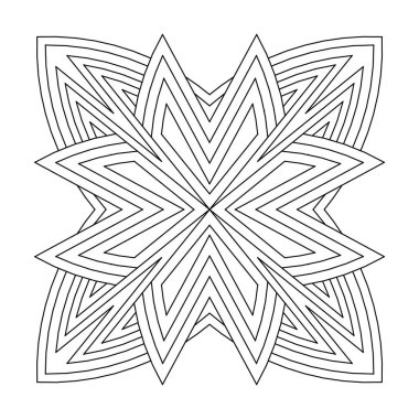 Yetişkinler için kolay renklendirme sayfaları. Geometrik soyut mandala boyama sayfası. 4 kat basit mandala.EPS 8. 801 numara.