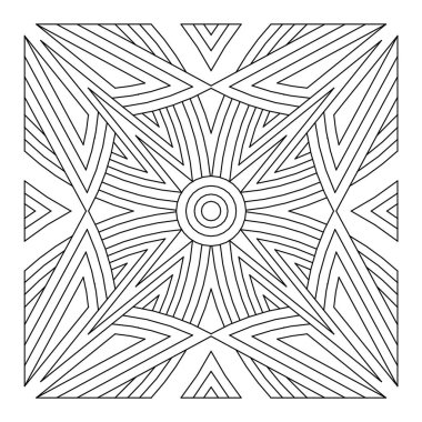 Yetişkinler için kolay renklendirme sayfaları. Geometrik soyut mandala boyama sayfası. 4 kat basit mandala.EPS 8. 804 numara.