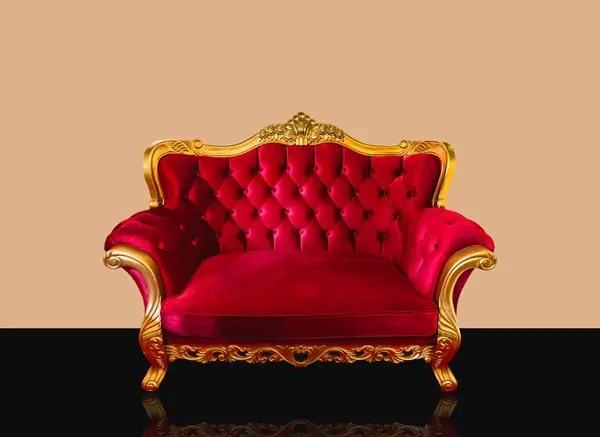 Red sofa on a white background with reflection Furniture that is cut separately separated from the background clipping part