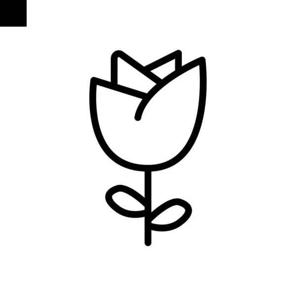 Rose Icône Style Ligne Vecteur — Image vectorielle