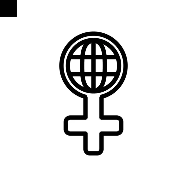 Жінка День Світовий Іконка Лінія Стиль Вектор — стоковий вектор