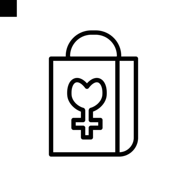 Grußkarte Oder Frauentag Icon Line Stil Vektor — Stockvektor