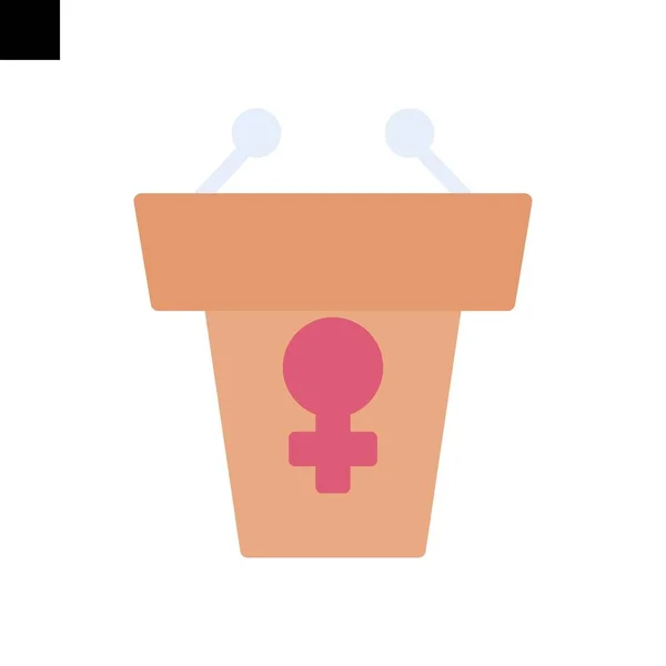 Conférence Femme Jour Icône Logo Plat Style Vecteur — Image vectorielle