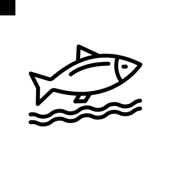Fisch Symbol Linie Stil Vektor — Stockvektor
