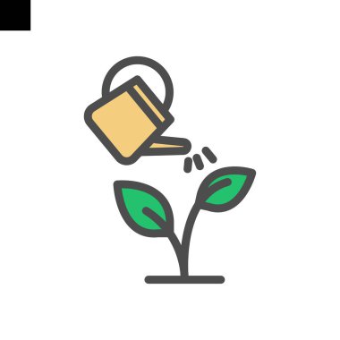 bitki simgesi renk vektörü sulanıyor