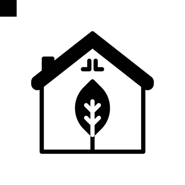 Eco Home Icoon Solid Style Vector — Stockvector