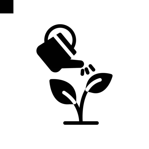 Πότισμα Εικονίδιο Φυτό Στερεό Στυλ Διάνυσμα — Διανυσματικό Αρχείο