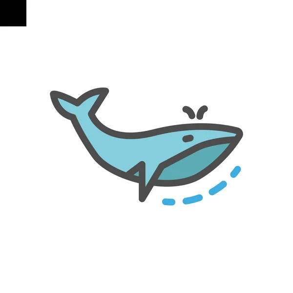Whale Icon Color Style Vector — Stock Vector