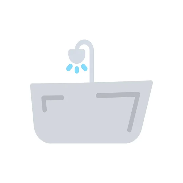 浴缸图标平面样式矢量 — 图库矢量图片