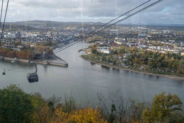 Német Sarok Koblenzben Németországban Ahol Rhein Folyó Mosel Találkozik Hely — Stock Fotó