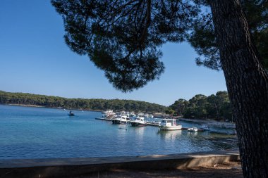 Osor köyünde bir okyanus körfezi, Losinj adası, Adriyatik Denizi, Hırvatistan