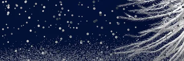 Karácsonyi Web Banner Fenyőfával Havazással Renderelés Illusztráció — Stock Fotó