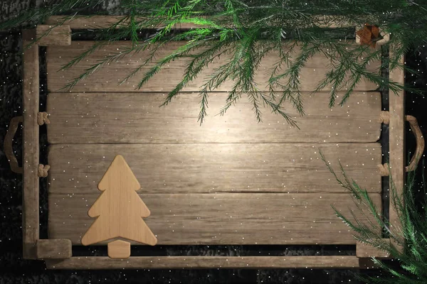 クリスマスツリーとクリスマスの背景 3Dレンダリング図 — ストック写真