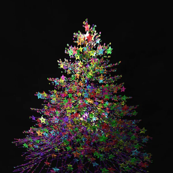 抽象圣诞树 贺卡的设计 3D渲染说明 — 图库照片