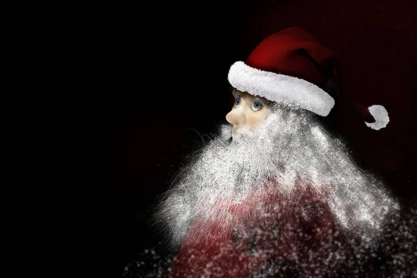 黑色背景的圣诞老人画像 3D渲染说明 — 图库照片