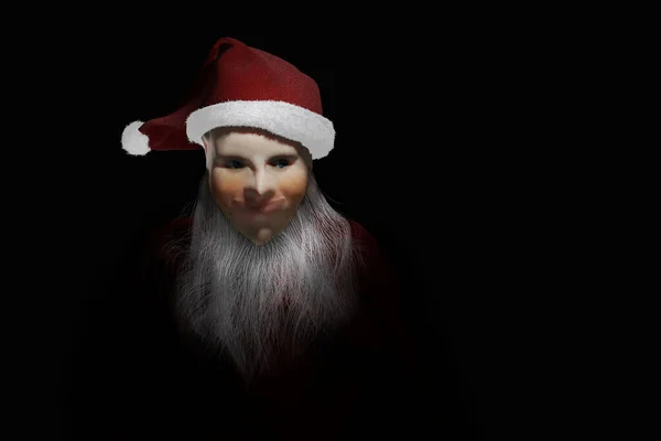 Portret Świętego Mikołaja Odizolowany Czarnym Tle Ilustracja Renderowania — Zdjęcie stockowe
