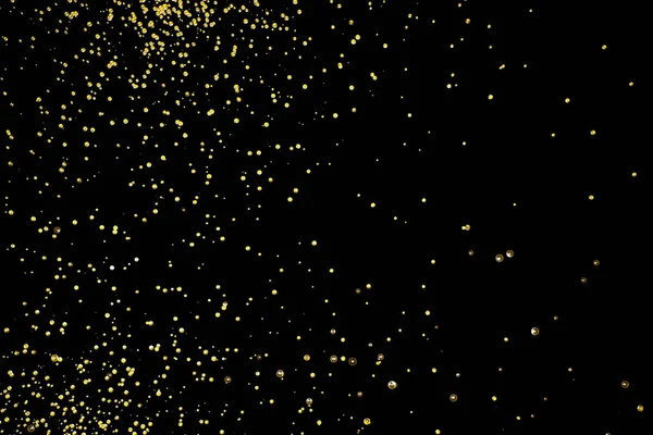 黒色に輝く金色の粒子を持つ抽象的な背景 3Dレンダリング図 — ストック写真