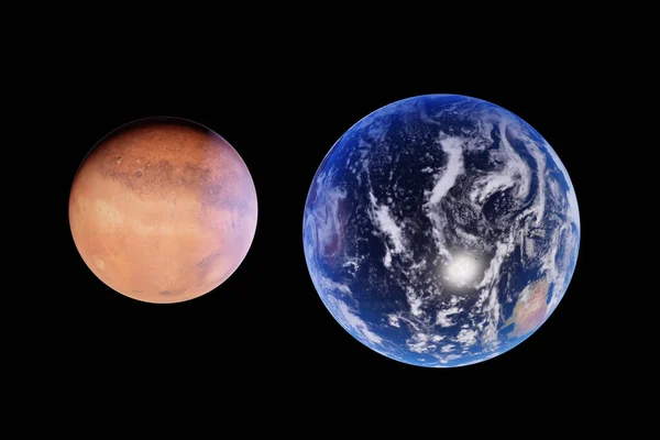 Dünya Mars Dış Uzayda Boyutlu Resimleme — Stok fotoğraf