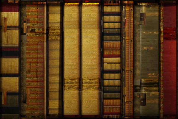 Kütüphanede Bir Yığın Eski Kitap Var Boyutlu Resimleme — Stok fotoğraf