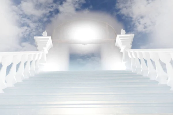 Puerta Del Cielo Escaleras Cielo Ilustración Representación —  Fotos de Stock