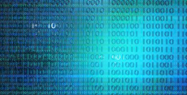 İkili kod arka planı. Büyük veri ve yapay zeka kavramı. Dijital teknoloji. 3 Boyutlu resimleme.