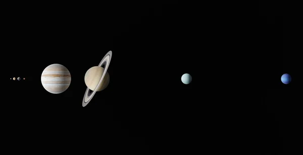 Güneş Venüs Dünya Mars Jüpiter Satürn Uranüs Gibi Gezegenlerle Birlikte — Stok fotoğraf