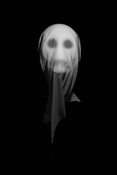 Scary Halloween skull. Creepy nightmare death isolated on black background. 3D render illustration.