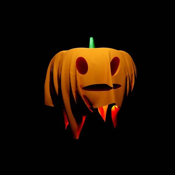 Jack Latarnia Klip Sztuki Dynia Halloween Izolowane Czarnym Tle Ilustracja — Zdjęcie stockowe