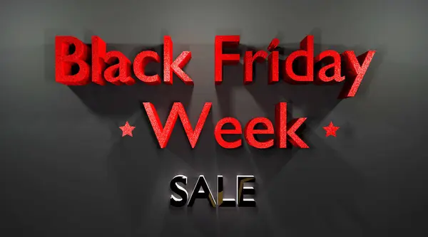 Hintergrund Des Black Friday Week Sale Werbeplakat Mit Rotem Text lizenzfreie Stockfotos