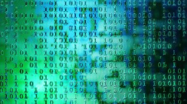 Soyut ikili kod arka planı. Siber uzay, dijital teknoloji deseni. 3B resimleme.