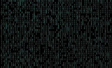 Soyut ikili kod arka planı. Ekranda çift sayılar 0 1 gösterimi. Dijital teknoloji, Büyük Veri ve yapay zeka kavramı. 3 Boyutlu resimleme.