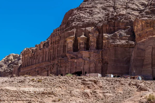 Eine Seitenansicht Der Königsgräber Der Antiken Stadt Petra Jordanien Sommer — Stockfoto