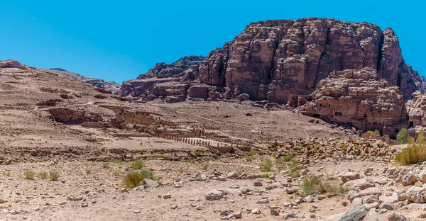 Widok Panoramiczny Dolinę Kierunku Wielkiej Świątyni Zachodnich Klifów Starożytnym Mieście — Zdjęcie stockowe