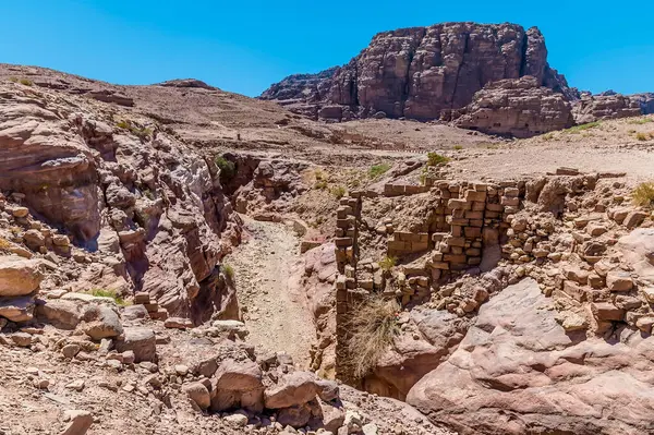 Blick Von Den Königsgräbern Auf Ruinen Der Antiken Stadt Petra — Stockfoto