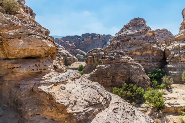 Paisagem Rochosa Acima Desfiladeiro Little Petra Jordânia Verão — Fotografia de Stock