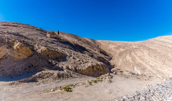 Pohled Přilehlé Země Trosek Křižáckého Hradu Okolní Krajiny Shobaku Jordánsko — Stock fotografie