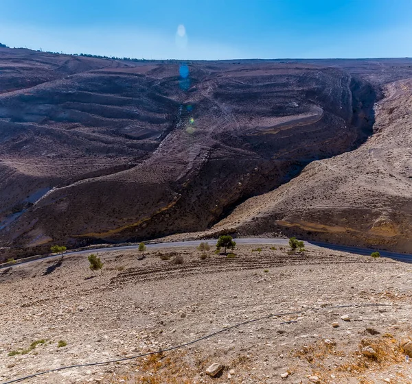 Widok Góry Dół Strony Ruin Zamku Krzyżowca Shobak Jordania Lecie — Zdjęcie stockowe
