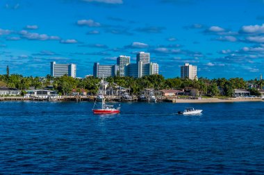 A view across Lake Mabel from Port Everglades, Fort Lauderdale on a bright sunny day
