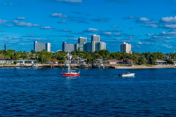 A view across Lake Mabel from Port Everglades, Fort Lauderdale on a bright sunny day