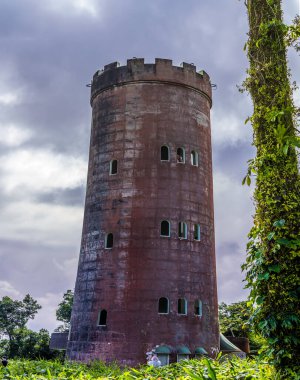 A view a tower in the tropical rainforest in Puerto Rico on a bright sunny day