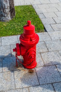 A view of a fire hydrant on Constitutional Avenue in San Juan, Puerto Rico on a bright sunny day