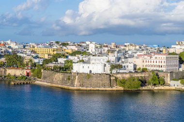 A view over the city wall in San Juan, Puerto Rico on a bright sunny day