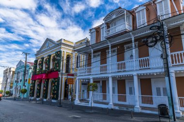 A view down a street in Puerto Plata in the Dominion Republic on a bright sunny day