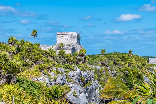 View Cliffs Mayan Settlement Tulum Mexico Sunny Day — Stock Photo, Image