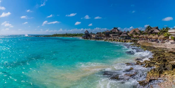 Вид Через Скелясте Узбережжя Коста Майя Півострові Юкатан Сонячний День — стокове фото