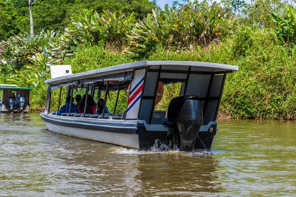 Stock image A view of a boat on the Tortuguero River in Costa Rica during the dry season